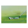 thumbnail image 2 of Golf Cutting Board, Lets Golf Theme with Close Up View of Clubs on the Field Sports Game, Decorative Tempered Glass Cutting and Serving Board, in 3 Sizes, by Ambesonne, 2 of 5