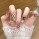 thumbnail image 4 of Early autumn light luxury handmade chic French nails, 3D glitter heart rhinestone pearl plaid. 10pcs S, tool kit included, JHA341 Dazzling Fireworks., 4 of 5
