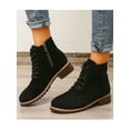 thumbnail image 4 of Woobling Womens Low Heel Ankle Boots Western Cowgirl Thick Rubber Outdoor Walk Boot Black US 9, 4 of 5