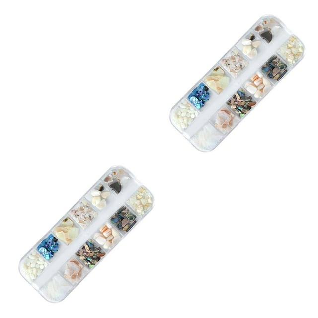 Thinsony Natural Conch Chip Nail Sticker Set High Brightness Nail Decals Kit Manicure Beauty Supplies 3 2Set