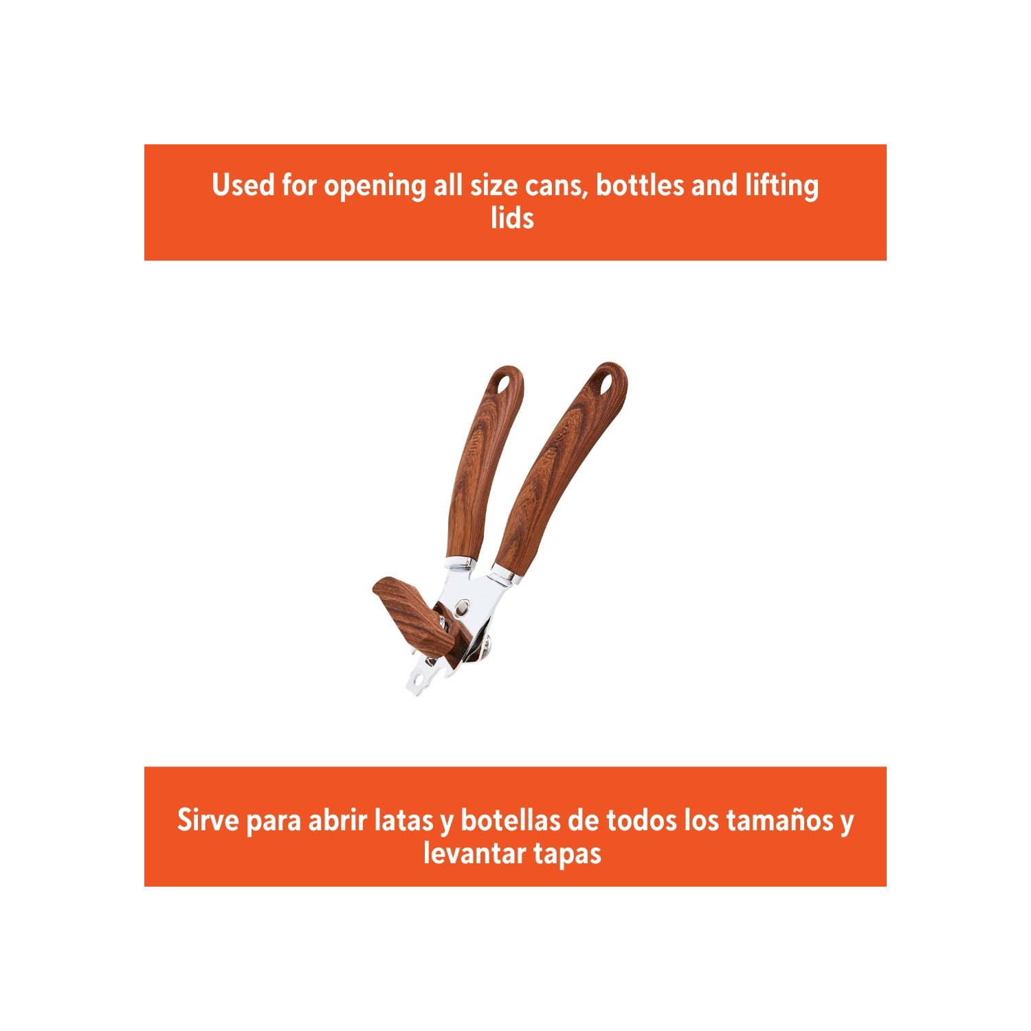 IMUSA  Chef WL Stainless Steel Can Opener with Wood Look Handles