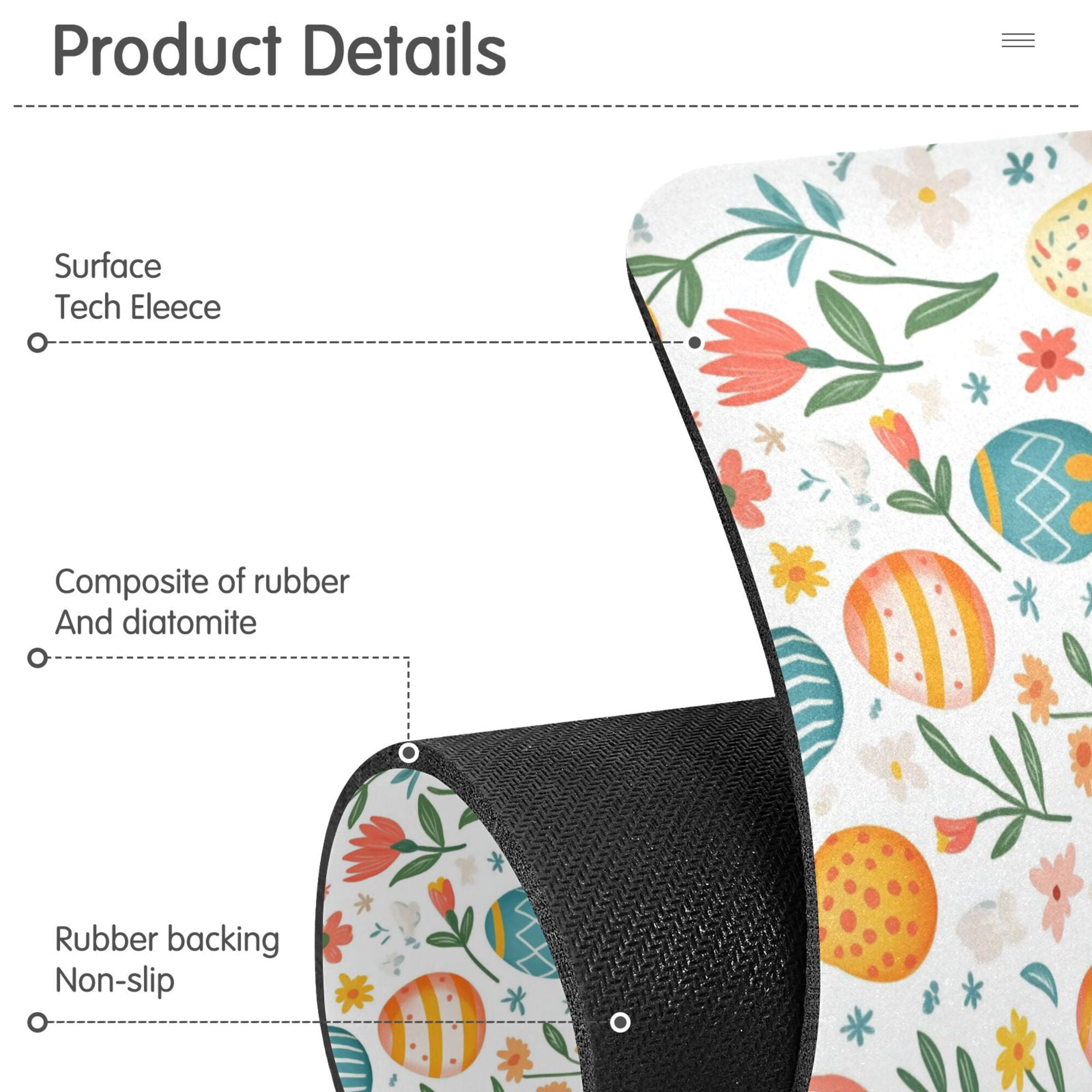 Yayeee Faucet Mat for Kitchen Sink 14.7" Diatomite Long Splash Guard Pad, Floral Easter Eggs