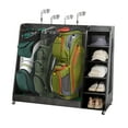 thumbnail image 5 of YIYADO Gray Wooden Golf Bag Storage Rack with 3 Drawers, Holds 2 Stand Bags and 14+ Clubs, Stores Golf Balls, Shoes and Accessories, Indoor and Outdoor, 5 of 6