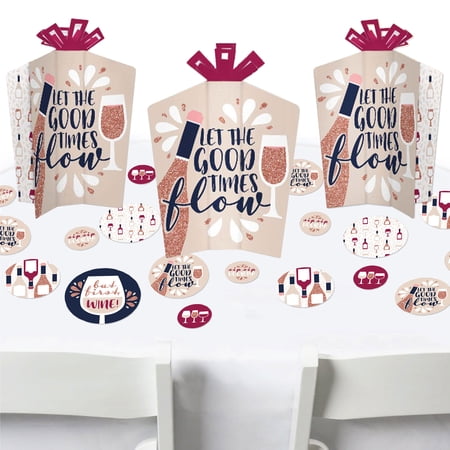 Big Dot of Happiness But First, Wine - Wine Tasting Party Decor and Confetti - Terrific Table Centerpiece Kit - Set of 30