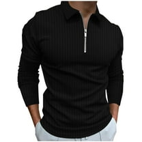 Brglopf Mens Polo Shirts Casual Long Sleeve Trendy Half Zipper V Neck Golf Tshirts Ribbed Knit Slim Fitted Solid Athletic Tops