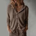 thumbnail image 5 of Axdhxbd Hollow Out Hooded Cardigan Sweater for Women Button Up Open Front Sweaters Loose Fit Lightweight Long Sleeve Crochet Sweaters L, 5 of 7