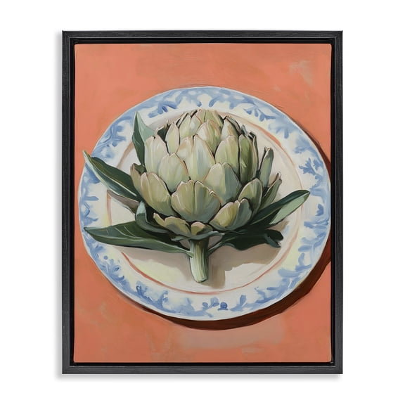 Stupell Industries Cottage Retro Artichoke over Orange Black Floating Frame Canvas Art, 17 x 21, by The Prints Vibe