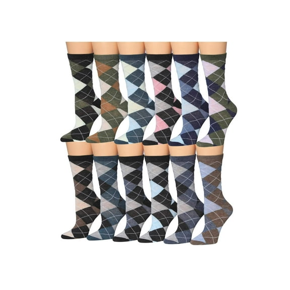 Tipi Toe Colorful Crew Socks for Women – 12-Pack Everyday Comfort Fit