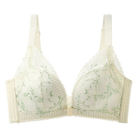 Gnurob Women s Wireless Bralette  Front Closure Lace Bras Convertible Bra Seamless Wireless Bralettes Cozy Widen Band Brassiere Thin Cup Underwear for Women Clearance Saving White X-Large