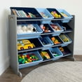 Humble Crew Kids Grey Toy Storage Organizer with 16 Blue Plastic