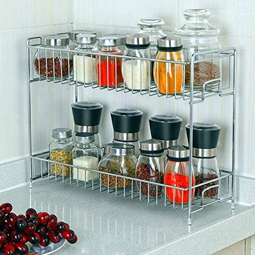 2Tier Spice Rack Organizer, Countertop Storage Kitchen Shelf Holder