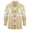 thumbnail image 5 of WRKEKC Men's Cardigan Shawl Collar Button Down Long Sleeve Deer Print Thickened Warm Festive Stylish Fall Winter Casual Outerwear, 5 of 5