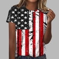thumbnail image 2 of successthop 4th of July Clothes Women Flags Loose Plus Size V Neck T Shirt Button Festival Shirts Short Sleeve Tops 2XL, 2 of 5