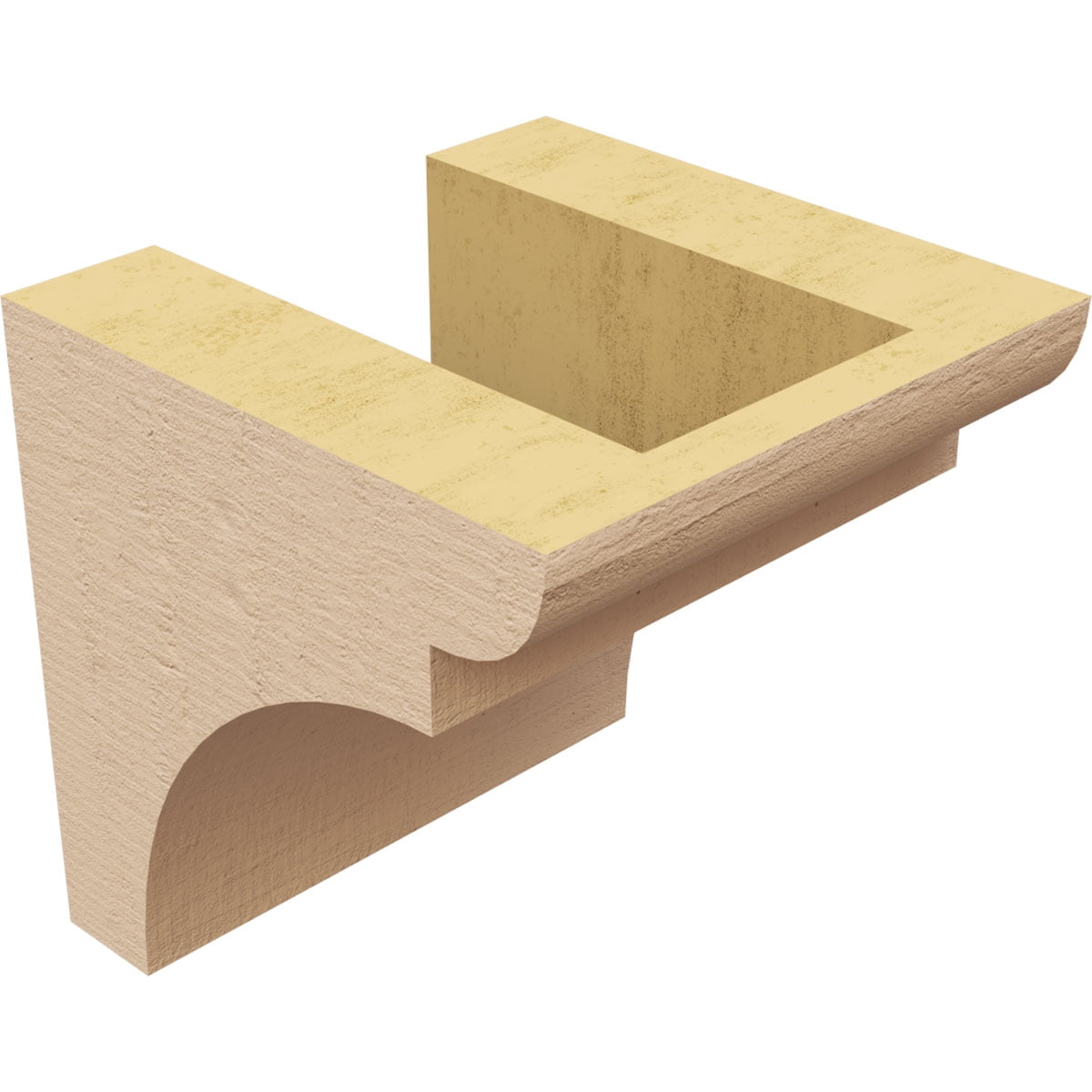 4"W x 4"D x 4"H Wide Yorktown Rough Cedar Woodgrain TimberThane Corbel, Primed Tan
