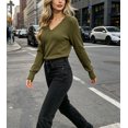 thumbnail image 4 of Women’s Fitted V-Neck Ribbed Knit Sweater, Long Sleeve Pullover Top, Sizes S-XL, 4 of 6