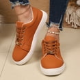thumbnail image 2 of Platform Fashion Sneakers for Women Spring Fall Casual Leather Lace up Chunky Walking Flats Shoes, 2 of 7