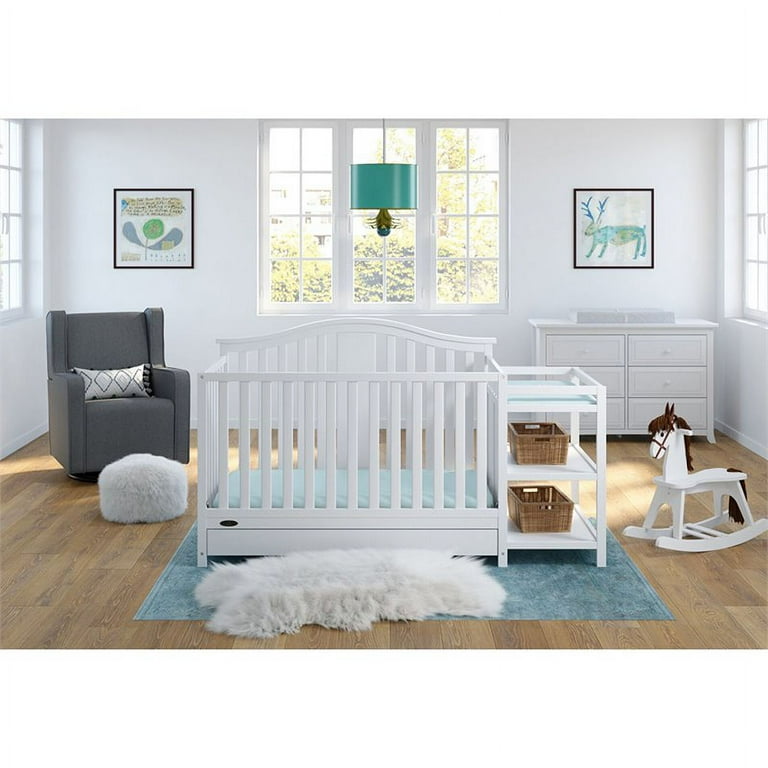 Graco Solano 4 in 1 Convertible Crib and Changer with Drawer White