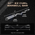 thumbnail image 2 of 47" EZ Curl Weight Lifting Bar, Barbell Bar for Biceps, Triceps, Back and Leg Muscle Group Exercise, Chrome Home Gym Weight Bar with 2 Spring Collars for 2 Inch Weight Plates, 2 of 8