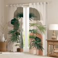 thumbnail image 2 of Homewish Plam Monstera Leaf Curtains Pack of 2 (42x84 Each),Modern Aesthetic Desgin Curtains Blackout,Green Brown Bedroom Curtains For Adult,Luxury Bedroom Decor, 2 of 6