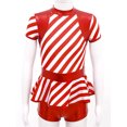 thumbnail image 5 of iiniim Kids Girls Candy Cane Christmas Costume Stripes Print One Piece Bodysuit Ballet Dance Gymnastic Leotard Biketard, 5 of 7