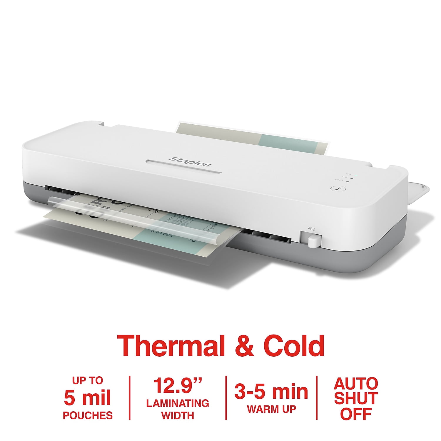 Staples Thermal & Cold Laminator 12.9" Width White/Gray (OL312S)