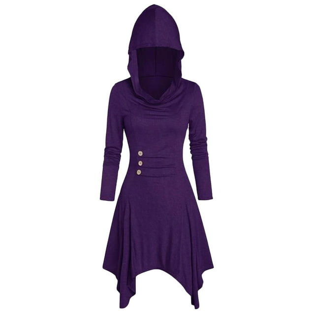 Halloween TIMIFIS Costumes d'Halloween pour Femmes Costumes à Lacets à Capuche Vintage Chandail-Over Robe Longue à Bandage Cape Robe Renaissance Femmes