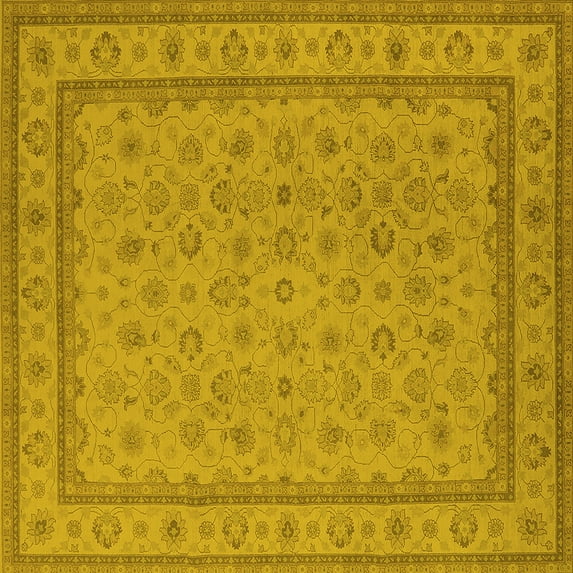 Ahgly Company Indoor Square Oriental Yellow Traditional Area Rugs, 4' Square