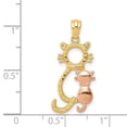 thumbnail image 4 of 14k Yellow Rose Gold Polished Diamond Cut Polished Finish Concave Shape 2-Cats Sitting Design Charm Pendant, 4 of 4