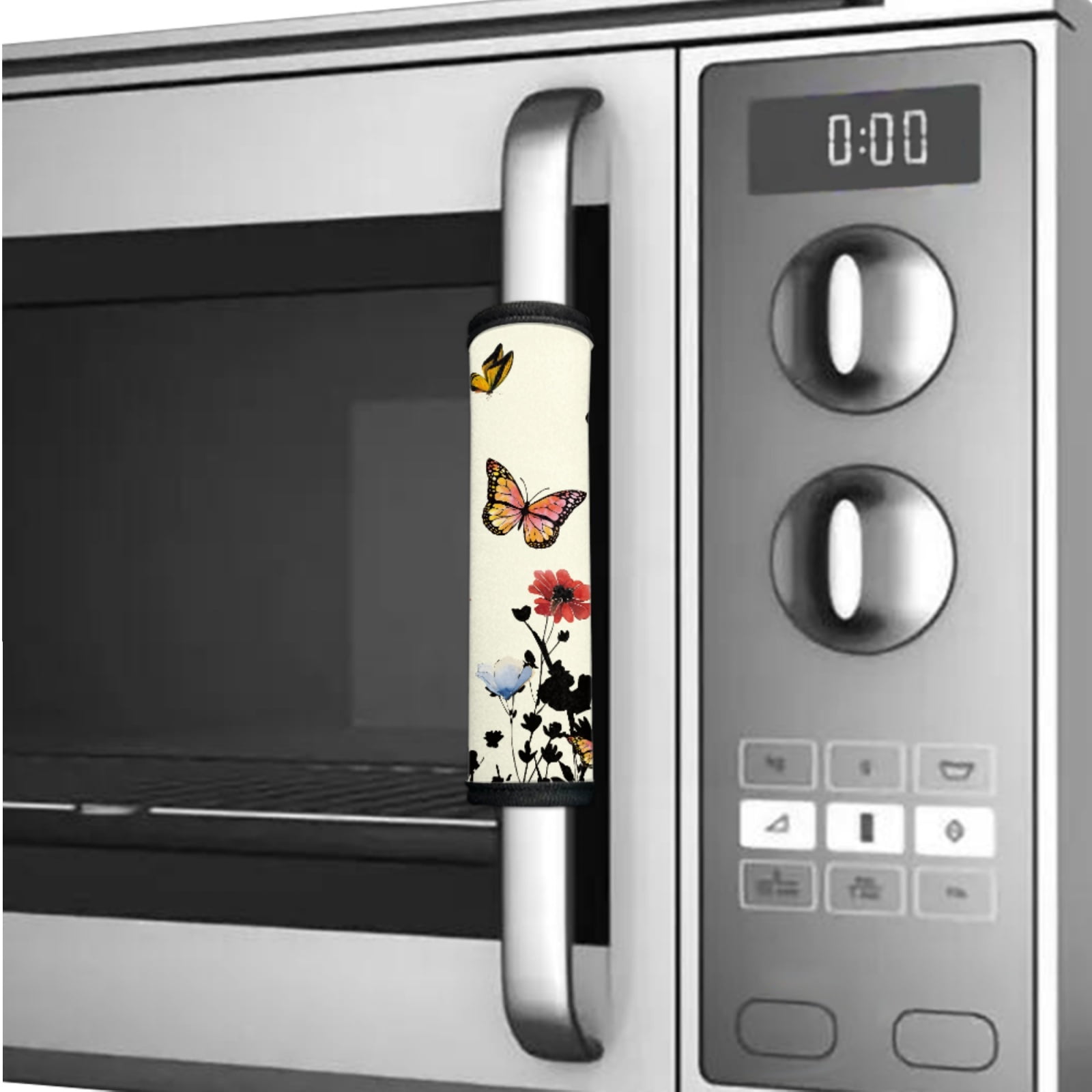 Xoenoiee 6 PCS Refrigerator Door Handle Covers Protective Neoprene Kitchen Appliances Handle Sleeve Fridge Microwave Stove Dishwasher Handle Gloves Protector Home Decor, Butterfly Floral Beige