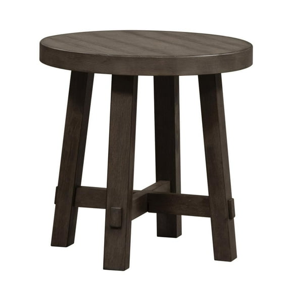 Modern Farmhouse Dark Gray Splay Leg Round End Table