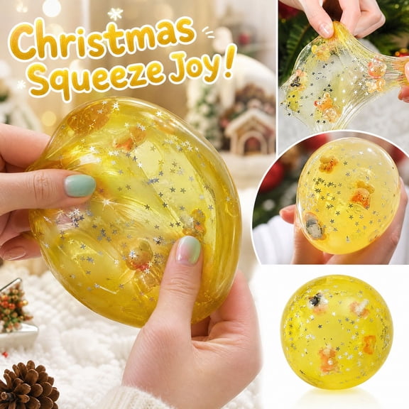 Christmas Squishy Toy Squeeze Ball, Ultra-Soft Slow Rising Stress Relief Fidget Sensory Toy, Desk Decor for Office Home Classroom Travel, Holiday Party Favors Stocking Stuffers Christmas Gift