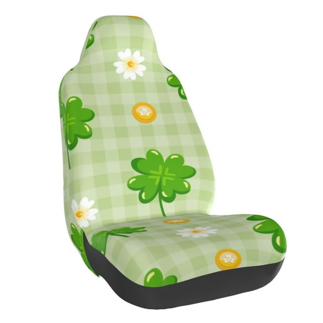Wukai St Patrick's Day11 Full Set Car Seat Covers with Soft Padding Universal Auto Front Seats Protector and Cushion Mat