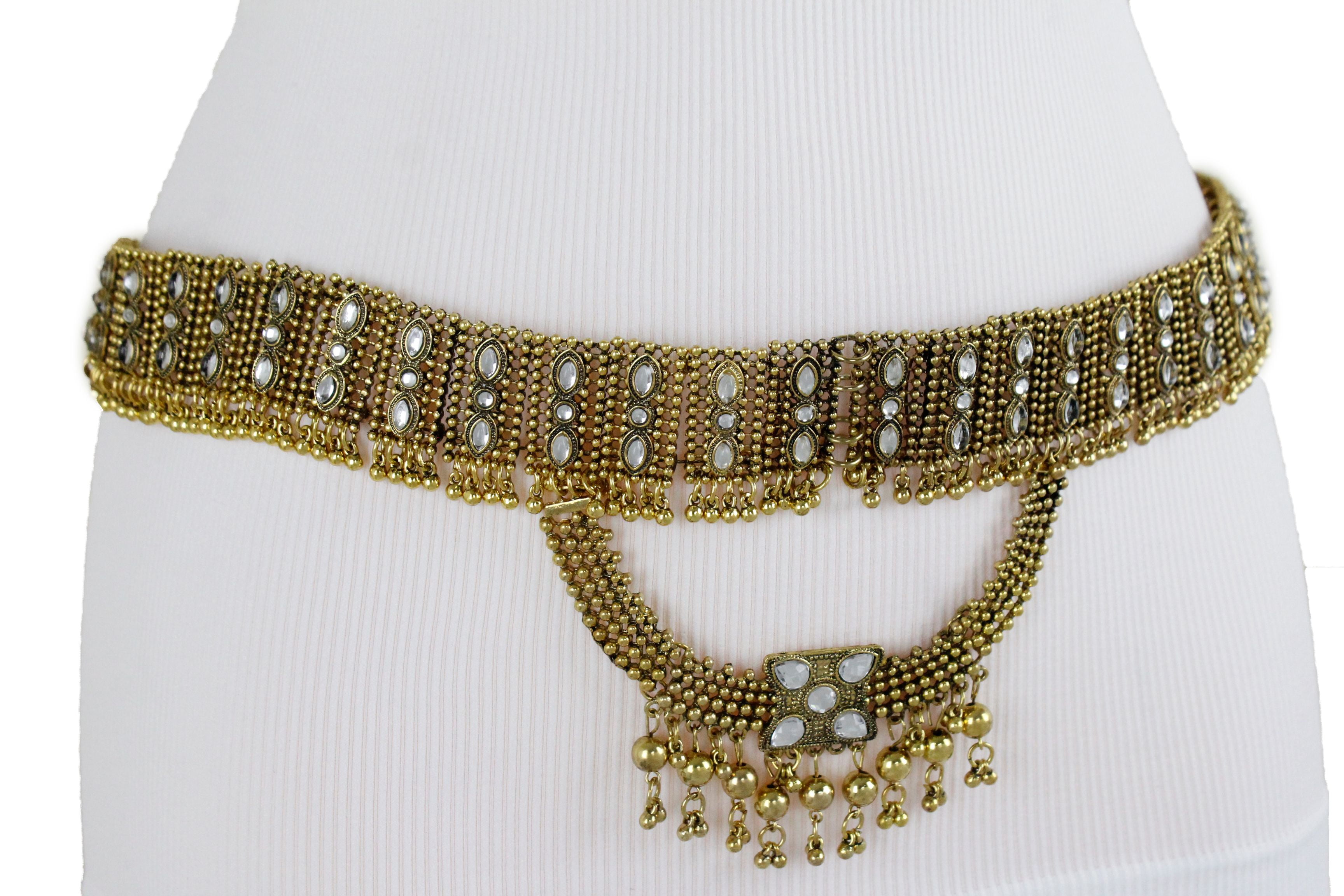 Women Antique Gold Metal Vintage Ethnic Belt Plus Size