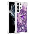 thumbnail image 2 of Funda para Samsung Galaxy S22 Ultra 5G con Brillo Líquido Flotante, Purpurina, Parachoques y Anillo Giratorio Soporte, 2 of 5