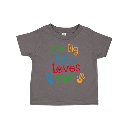 

Inktastic My Big Bro Loves Me Little Brother Sister Gift Toddler Boy or Toddler Girl T-Shirt
