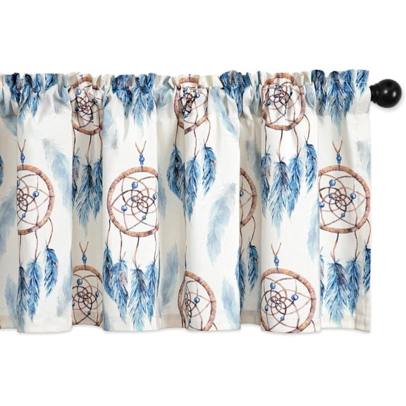 Boho Stylish Printed Valance for Kitchen, Dreamcatcher Pattern Linen Textured 18 Inches Long Small Window Drapes for Bathroom Kid''s Room, 1 Panel, Rod Pocket
