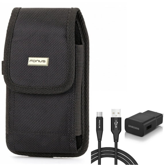 Swivel Case Belt Clip w Type-C Fast Home Charger for Samsung Galaxy A13 5G,A03s Phones - Holster Rugged Cover Pouch, 6ft USB Cable Quick Power Adapter