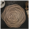 thumbnail image 3 of 6 PCS Flower Metallic Placemats Vinyl Hollow Mats Non-Slip Heat Insulation Decorative Table Mats Gold, 3 of 3