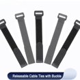 thumbnail image 1 of Cable Ties Reusable Self Adhesive Black Width 20mm Nylon Strap Reverse Buckle Line Wire Organizer Hook Loop Bundle Fastener 20x200mm 30 pieces, 1 of 5