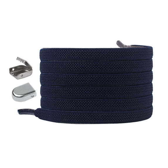 Worallymy 1 Pair Elastic Shoelaces Press Buckle Rubber Band Lazy Shoestring Sports Shoe Lace, Navy Blue