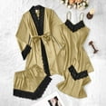 thumbnail image 2 of GERsome Satin Pajama Set for Women, 4 Piece Silky Sleepwear, Lace Camisole Shorts Soft Nightwear S-3XL, 2 of 7