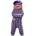 thumbnail image 2 of Big Mouth Monster Onesie Pajamas, Plush Monster Onesie, Soft Plush Loungewear, Cozy One Piece Loungewear Funny Onesie for Halloween Costumes, Halloween Pajamas & Christmas Pajamas Purple 100, 2 of 5