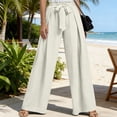 thumbnail image 3 of SAWOBUUN Womens High Waist Wide Leg Pants with Tie Belt Flowy Palazzo Trouser Loose Fit Casual Beach Vacation Pants, 3 of 5
