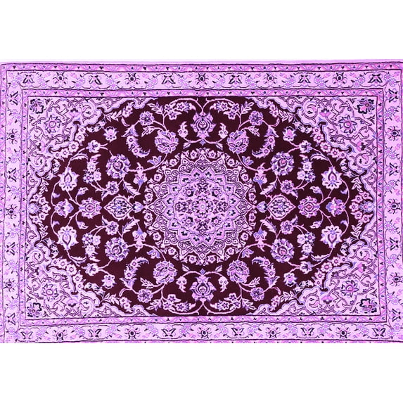 Ahgly Company Indoor Rectangle Medallion Purple Traditional Area Rugs, 4' x 6'