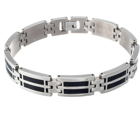 Men's Stainless Steel with Onyx Link Bracelet, 8.5