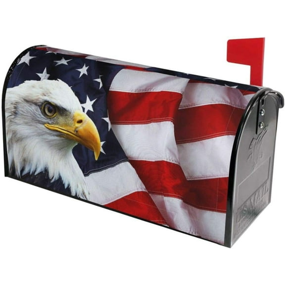 American Flag Welcome Magnetic Mailbox Cover, Mailbox Wrap Decorative for Garden Yard Home 25.5x21 in