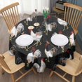 thumbnail image 3 of Black Chicken Rooster Pattern Round Tablecloth 60"x60",Wrinkle Wipeable Table Cloth for Kitchen Dining Room Picnic Patio Party, 3 of 6