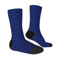 thumbnail image 2 of Goofa Navy Blue Printed Men's Crew Socks, Soft Durable Breathable Moisture-Wicking with Odor Control Cotton socks, 2 of 9