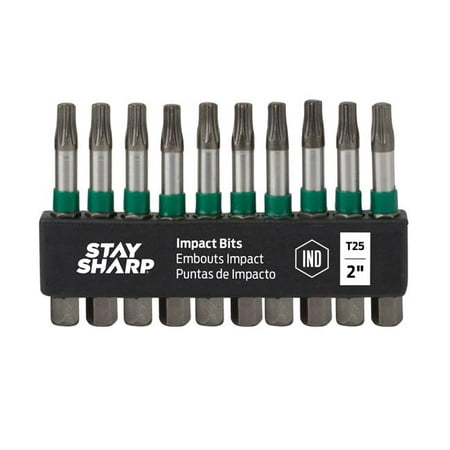 

Stay Sharp 98099 2 in. T25 Impact Bit Clip Torx Industrial Screwdriver Bit - Recyclable - Pack of 10
