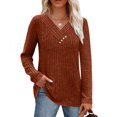 thumbnail image 4 of Women's Sweater Long Sleeve Shirt V Neck Button Top Autumn Fashion Winter Clothing, 4 of 9